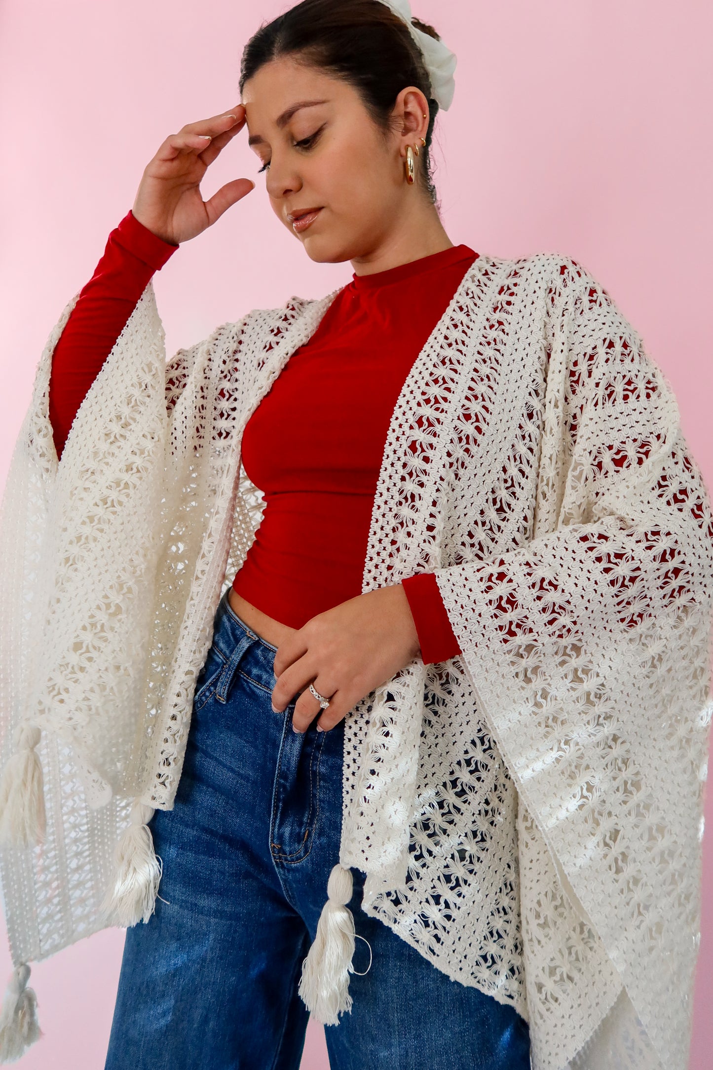 Knit White Shawl