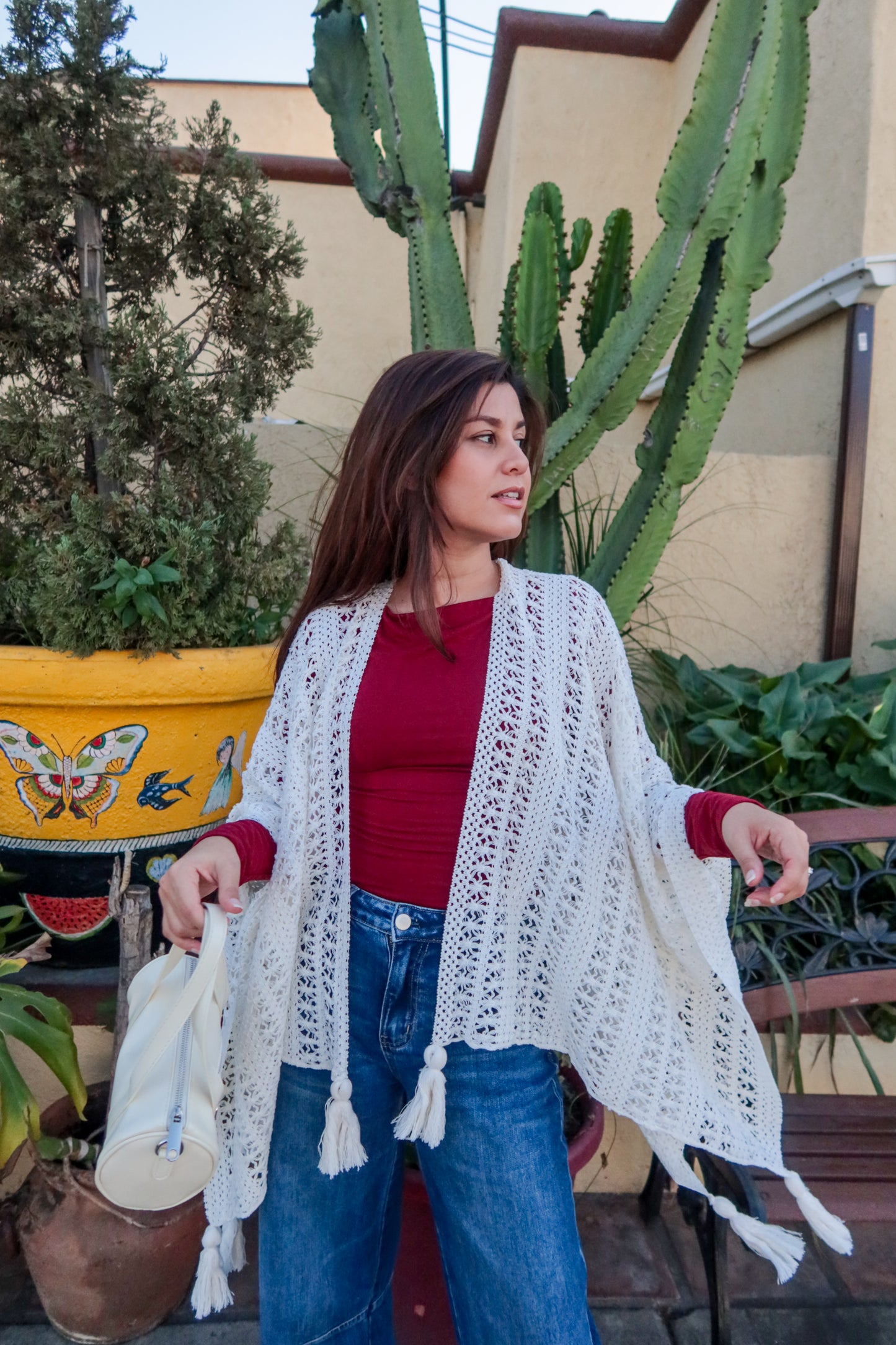 Knit White Shawl