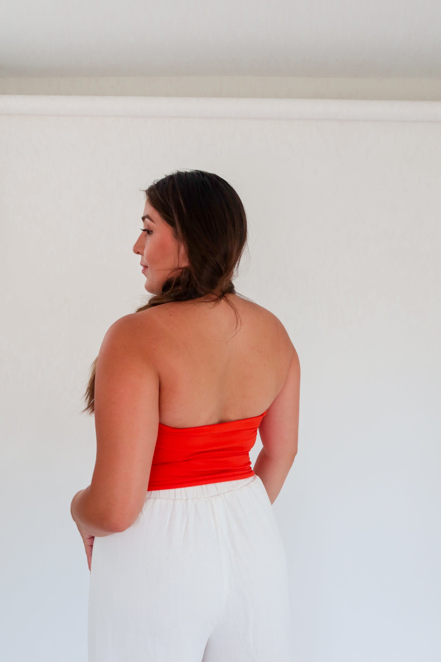 Orange Strapless Top